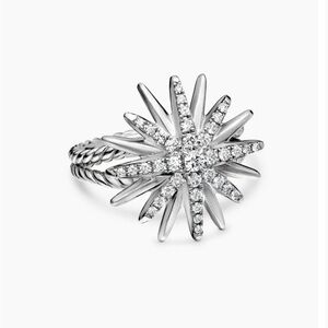 David Yurman Silver and Diamond Starburst Ring